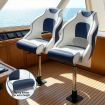 Seamanship Captain Bucket Boat Seats Flip Up Bolster Swivel 15cm Padding with Adjustable Pedestals 55鈥?5cm Blue