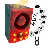 Solar Outdoor Motion Sensor Alarm with Dog Barking Gunshot Sound, Support Recording and Adjustable Volume, 130db Loud Noise Maker for Home, Villa, Farm