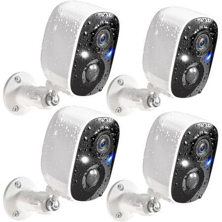 Security Cameras Wireless Outdoor,2K Battery Powered Cameras,Color Night Vision,Motion Detection,2 Way Talk,IP65 Waterproof,Cloud/SD Storage 4Pack