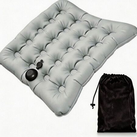 2-in-1 Inflatable Lumbar Support Pillow Seat Cushion,Press Inflation Car Back Support,TPU Material with Storage Bag,For Office Car Home Travel