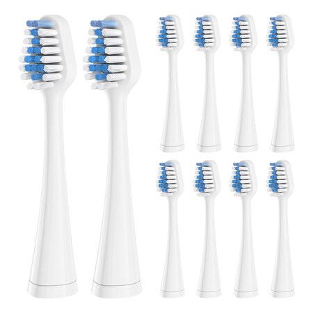 10Pcs Replacement Toothbrush Heads for Waterpik Complete Care 5.0 or 9.0 Tooth Brush, and for AquaSonic Duo Series and Home Dental Toothbrush, White