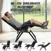 Zero Gravity Recliner Chair with Padded Cushion Headrest Outdoor Patio Sun Lounge Adjustable Reclining Foldable Portable Camping Lounger Furniture