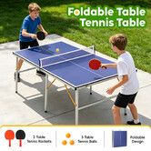 180cm Foldable Table Tennis Table Portable Ping Pong Play Set Indoor Outdoor Gym Sports Family Office Game with Net 2 Rackets 3 Balls Aluminium Frame