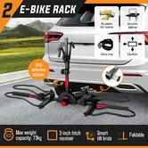 2 Ebike Rack Tow Hitch Electric Bicycle Carrier Platform Rear Mount Foldable Car SUV 4WD Ute Steel 2-Inch Receiver 73kg MTB Bike Storage Locking Stand