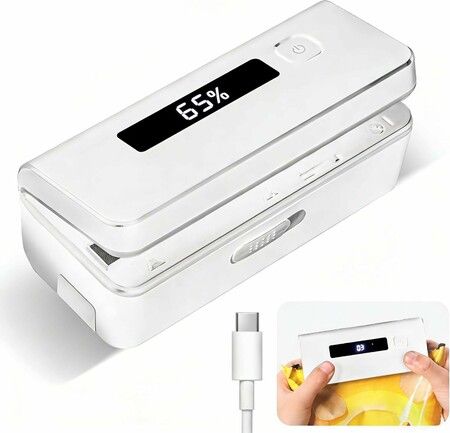 4 in 1 Mini Bag Sealer,USB Rechargeable Heat Sealer and Cutter,Handy Chip Bag Resealer,Kitchen Gadget for Snack Cookies Plastic Bags Foods Storage Fresh