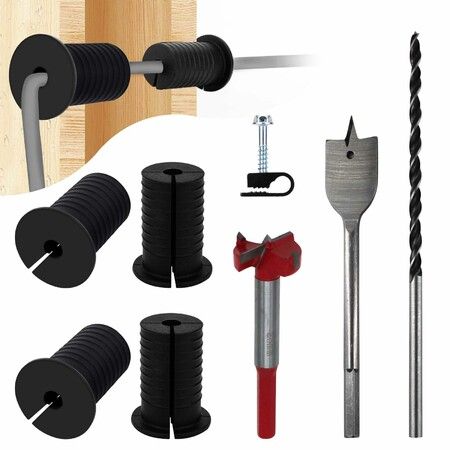 Starlink Cable Routing Kit,Professional Antenna Wall Installation Tool Set with 3Pcs Drill Bits,6Pcs Grommets,30Pcs Cable Clips Accessories,Black
