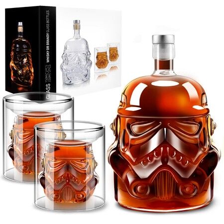 Whiskey Decanter Set,Whiskey Decanter with 2 Glasses,Decanter Set for Men Scotch Bourbon Vodka,Bosses Day Gifts for Men Dad Husband Boyfriend