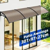 Window Door Awning Canopy Outdoor Exterior Patio Deck Balcony Cover Sun Shade Rain Snow UV Resistant Shield House Front Entrance Shelter 301x97x27cm
