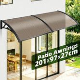 Window Door Awning Canopy Outdoor Exterior Patio Deck Balcony Cover Sun Shade Rain Snow UV Resistant Shield House Front Entrance Shelter 201x97x27cm