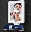 Shower Mirror Fogless for Shaving with Lighting, Rechargeable Anti-Fog Shower Mirror with Storage Tray and Razor Holders White