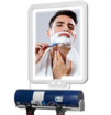 Shower Mirror Fogless for Shaving with Lighting, Rechargeable Anti-Fog Shower Mirror with Storage Tray and Razor Holders White