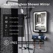 Shower Mirror Fogless for Shaving with Lighting, Rechargeable Anti-Fog Shower Mirror with Storage Tray and Razor Holders Black