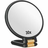 30x Magnifying Mirror, Double Side Handheld Mirror with 1X 30X Magnification and Adjustable Stand, Foldable Travel Mirror for Makeup (Black)