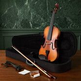 4/4 Full Size Acoustic Violin Kit for Beginner Student Teenagers Hard Case Bow Rosin Shoulder Rest Cleaning Cloth Traditional Wooden String Instrument