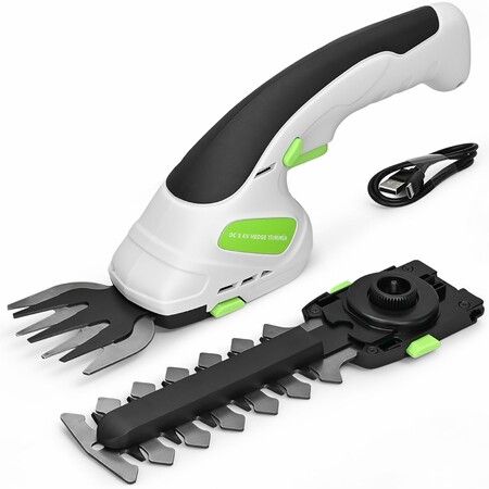 Cordless Grass Shear Shrubbery Trimmer 2 in 1 Handheld Hedge Trimmer Electric Rechargeable Grass Trimmer Hedge Shears Cutter for Garden Yard