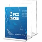 3 Pack Acrylic Sign Holder 21 x 29.7cm Clear Menu Stand,Vertical Flyer Display,Table Paper Holder,Desk Brochure,Plastic Sign Display