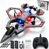 Remote Control Planes with Light, RC Airplane Fighter Jet, 360 Degree Flip Stunt Roll, Ideal Gift for Kids (Black)