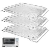 Set of 3 Air Fryer Baskets for Breville Smart Oven Air Fryer Pro, Stainless Steel Mesh Baskets Air Fryer Accessories, 42cm D x 30cm W x 2.8cm H