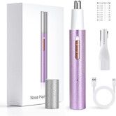 LED Display Eyebrow & Nose Hair Trimmer Clipper,Rechargeable 2 in 1 Painless Ear & Facial Hair Trimmer with Powerful Motor and Dual-Edge Blades