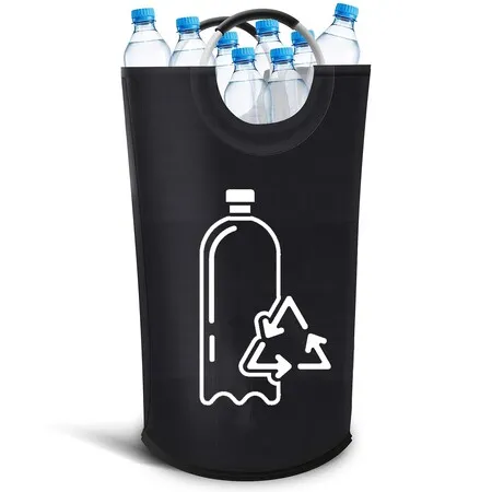 82L Large Bottle Recycling Bag Container With Aluminum Handles,Heavy Duty Empty Deposit Can Collector,Waste Glass Storage Bin For Kitchen Laundry