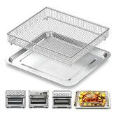 Air Fryer Tray Replacement for Cuisinart TOA-60 TOA-65 TOA-70 Convection Toaster Oven Tray Replacement, 12.4inch x 11inch Steel Pan and Basket