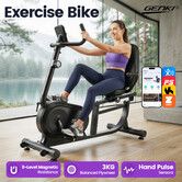 Genki Recumbent Exercise Bike Magnetic Stationary Bicycle Bluetooth App Adjustable Home Indoor Fitness Cycling Cardio Workout Trainer Equipment 130KG