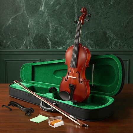 3/4 Acoustic Violin Set Wooden Fiddle Beginner Student Music Instrument with Hard Case Bow Rosin Shoulder Rest Natural Finish