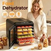 6 Tray Food Dehydrator 500W Digital Meat Dryer Machine Beef Jerky Maker for Fruit Vegetable Herb Dog Treats Snacks LED Timer Temperature Control Black
