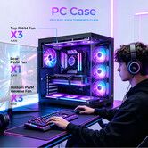 ATX Gaming PC Case Mid Tower Dual Chamber Computer Chassis Tempered Glass 7 ARGB PWM Cooler Fans High Airflow USB-C 360mm Radiator Cable Management