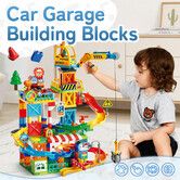 191PCS Building Blocks Playset STEM Car Garage Multi-Storey Parking Track Bricks Construction Crane Gas Station Educational Play Toys for Toddlers 3+