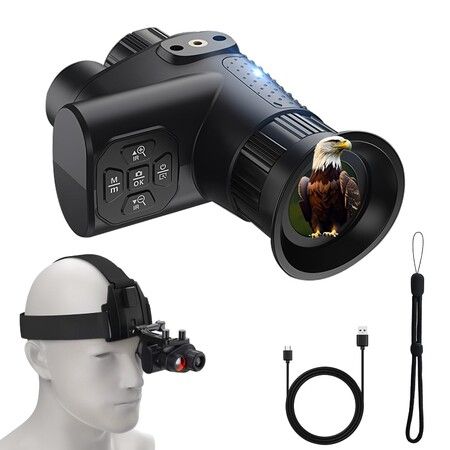 4K Night Vision Monocular Infrared Digital Device with Starlight Sensor 7 Levels IR Brightness 8X Digital Zoom for Wildlife Outdoor Night Use