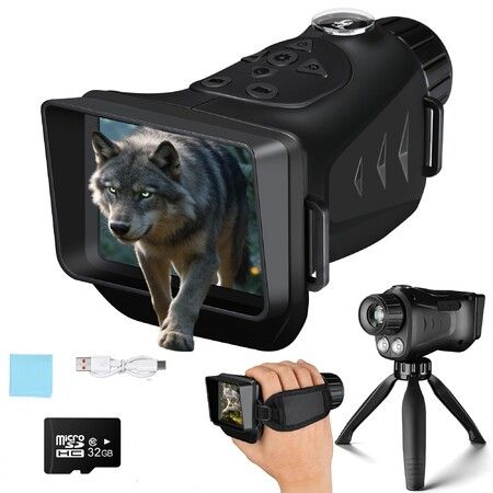 Night Vision Monocular, 4K Night Vision Scope for Darkness with Rechargeable Battery, Dual Infrared Monocular Telescope for Camping Wildlife Observation
