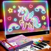 LED Drawing Board for Girls,USB-C 10In 7 Colors DIY Doodle Glow Tablet,7 Pens,10 Tracing Sheets - Unicorn Girls Toys Gift,Birthday Gifts,Age 3+