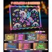 LED Drawing Board for Girls,USB-C 10In 7 Colors DIY Doodle Glow Tablet,7 Pens,10 Tracing Sheets - Unicorn Girls Toys Gift,Birthday Gifts,Age 3+