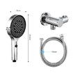 Handheld Shower Head 130mm Round High Pressure Rainfall 4 Modes 1.5m Hose Wall Holder Water Saving 4 Star 7.5LPM WELS Rated Chrome Bathroom Cleaning