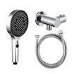 Handheld Shower Head 130mm Round High Pressure Rainfall 4 Modes 1.5m Hose Wall Holder Water Saving 4 Star 7.5LPM WELS Rated Chrome Bathroom Cleaning