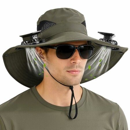 Hat with Fans Solar Power,UPF 50+ Wide Brim Sun Hat,Fishing Essentials for Hiking Beach Summer Safari