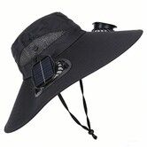 Hat with Fans Solar Power,UPF 50+ Wide Brim Sun Hat,Fishing Essentials for Hiking Beach Summer Safari