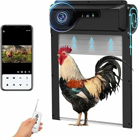 1080P HD Camera Solar Automatic Chicken Coop Door,5000 mAh Large Battery,Support WiFi,APP Remote Viewing and Control,Timer,Alarm Driver Function