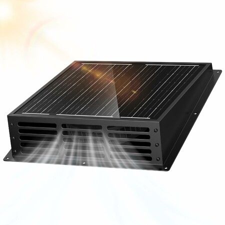 25W Smart Solar Fan for Chicken Coop 2500mAh Battery,Greenhouse Solar Powered Fan w 3 Modes,IP65 Waterproof Solar Exhaust Fan