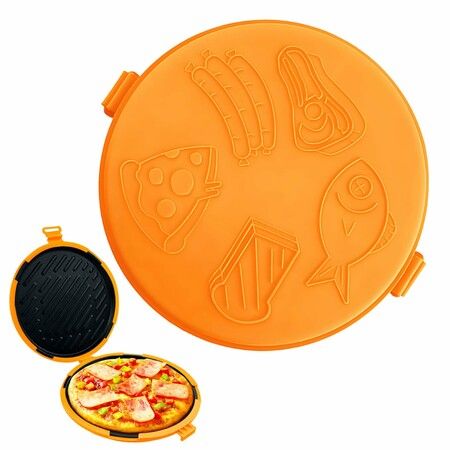 9.5 Inch Microwave Grill Pan and Crisper Tray,5-in-1 Nonstick Sandwich Toastie Maker with Lid,Quick Easy Breakfast Cooker for Office Home,Orange
