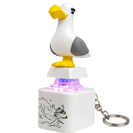 Seagull Mine Sound Button Keychain,Rechargeable Fidget Clicker with Real Sound & LED Light,Funny Interactive Desk Stress Relief Toy Gifts 2 Pcs