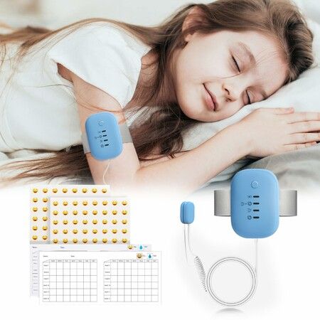 Bed Wetting Alarm for Boys and Girls, USB Rechargeable Bedwetting Alarm with High Sensitivity Sensor, Loud Sound and Strong Vibration (Blue)
