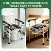 Medical Raised Toilet Seat Seniors Bedside Commode Shower Chair Adjustable Frame Safety Rails Support Bars Potty for Elderly Handicap Disabled 150kg
