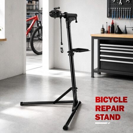 Bicycle Bike Repair Stand Adjustable MTB Maintenance Mechanic Cycle Workstand Station Tool Tray Clamp Shop Home Mountain Road Holder Workshop Rack 50kg
