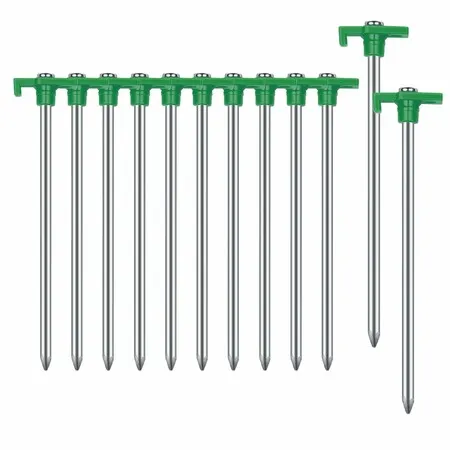 Tent Stakes Camping Stakes,7.1inch Non-Rust Metal Tent Pegs Ground Stakes Tent Spikes Camping,Garden,Hiking Orange (Green 12pcs, 7.1IN)
