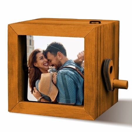 Personalized Photo Flip Book Frame Animation Machine, Hand-crank Flipbook Box Album with Light, Unique Anniversary Birthday Gifts