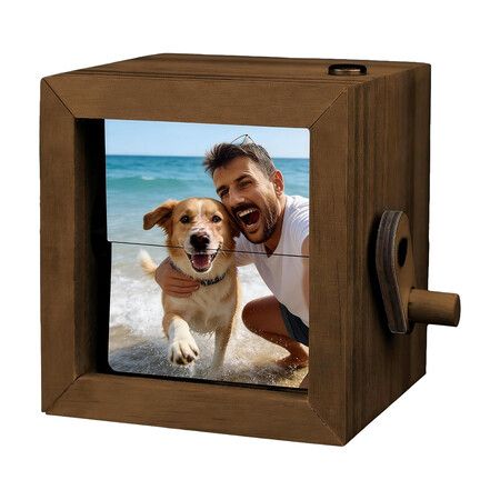 Personalized Photo Flip Book Frame Animation Machine, Hand-crank Flipbook Box Album with Light, Unique Anniversary Birthday Gifts