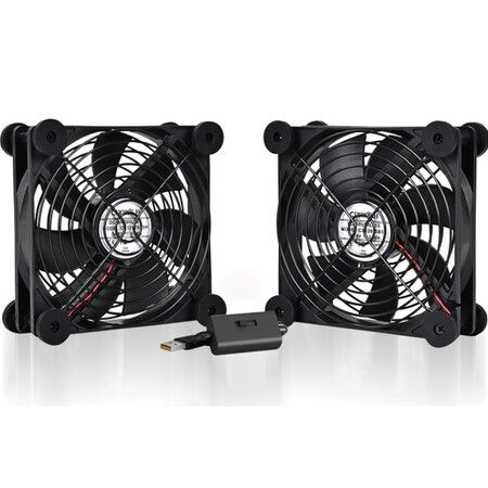 2pcs USB Ventilator Adjustable Cooling Fan Modem Router Cabinet Enclosure 80mm Cooler  Rubber Feet Wire Guards DVR Xbox PlayStation TV Receiver Computer