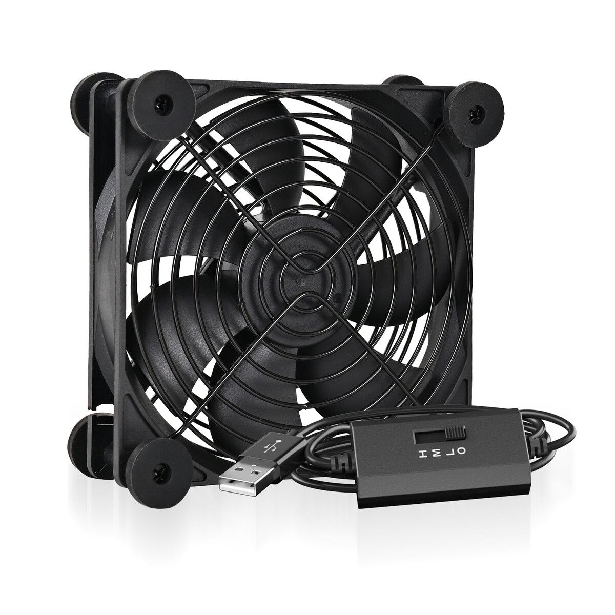 USB Ventilator Adjustable Cooling Fan for Modem Router Cabinet Enclosure 80mm Cooler with Rubber Feet Wire Guards DVR Xbox PlayStation TV Receiver Computer